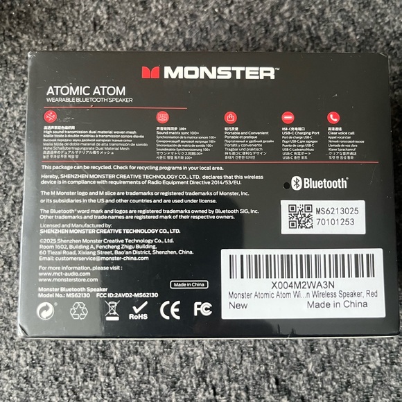 Atomic Atom Red Portable Bluetooth Speaker - Picture 2 of 13